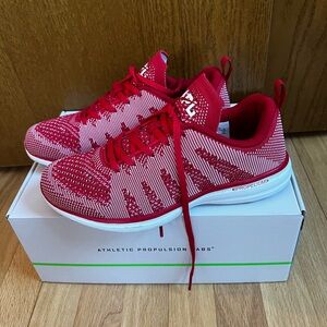 APL Techloom Pro Red and White Knit Sneakers